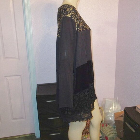 Calessa Mixed Media Tunic Top Size 2X Velvet Lace Embroidered Artsy Vamp Witchy - Picture 6 of 11